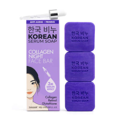 Greenlabel Korean Serum Soap Collagen Night Face Bar 3x60 gr - Greenlabel