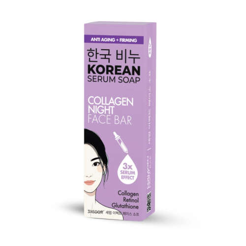 Greenlabel Korean Serum Soap Collagen Night Face Bar 3x60 gr - 4