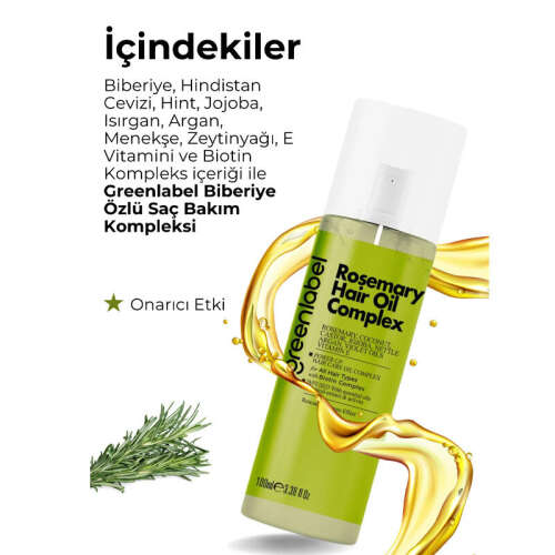 Greenlabel Rosemary Biberiye Özlü Saç Bakım Kompleksi 100 ml - 2
