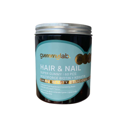 Gummylab. Hair & Nail Multiforce Biotin + Keratin Takviye Edici Gıda 60 Adet Jel Form - 1
