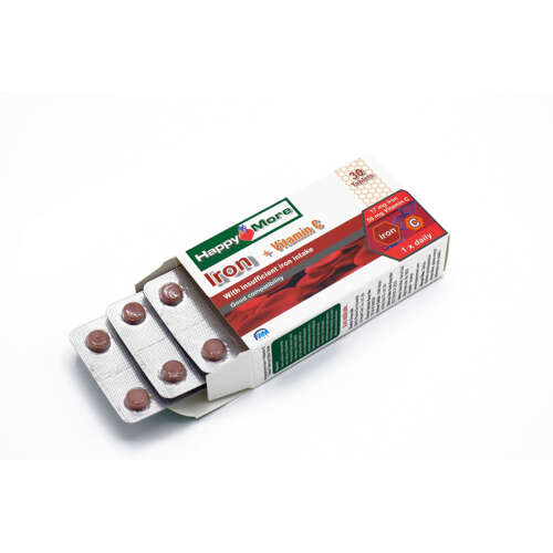 HappyMore Iron Vitamin C Takviye Edici Gıda 30 tablet - HappyMore