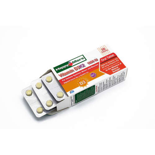 HappyMore Vitamin D3K2 Takviye Edici Gıda 30 Tablet - HappyMore