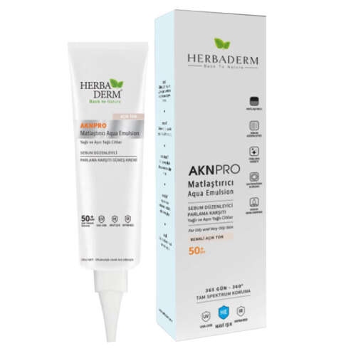 Herbaderm AKN Pro Matlaştırıcı Emülsiyon Spf 50 40 ml - Açık Ton - Herbaderm