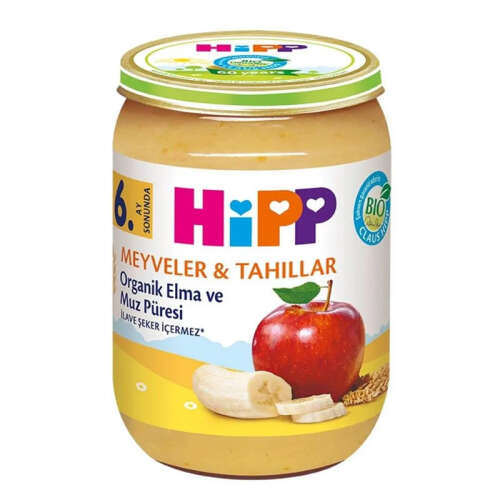 Hipp Meyveler ve Tahıllar Organik Elma ve Muz Püresi 190 gr - 1