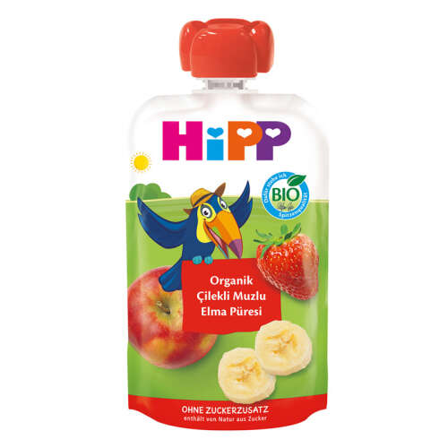 Hipp Organik Çilekli Muzlu Elma Püresi 100 gr - 1