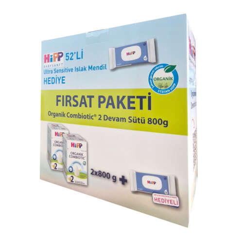 Hipp Organik Combiotic Devam Sütü 2 2x800 gr Islak Mendil HEDiYE - 1