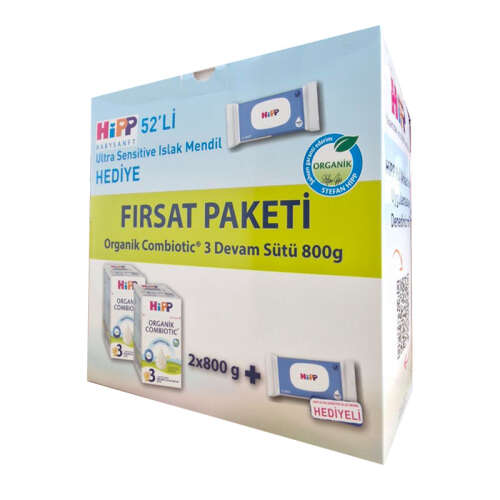 Hipp Organik Combiotic Devam Sütü 3 2x800 gr Islak Mendil 2li HEDİYE - 1