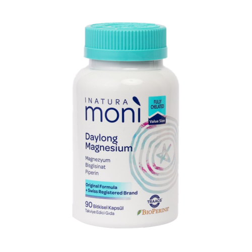Inatura Moni Daylong Magnesium Bisglisinat, Sitrat, B6, Piperin 90 Vegan Kapsül - 1
