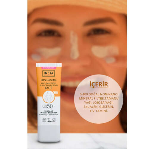 INCIA %100 Doğal Spf 50 Leke Karşıtı Yüz Kremi 30 ml - 3