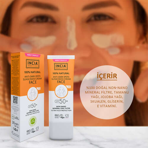 INCIA %100 Doğal Spf 50 Leke Karşıtı Yüz Kremi 30 ml - 8