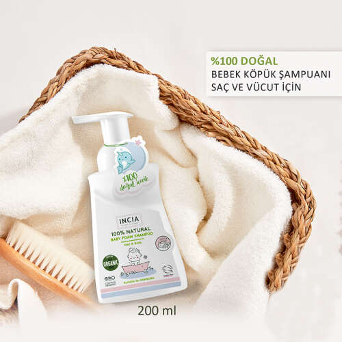 Incia Bebekler İçin Doğal Köpük Şampuanı Saç ve Vücut İçin 200 ml - 3