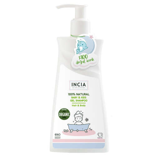 INCIA Çocuklar İçin Doğal Jel Şampuan Saç ve Vücut İçin 350 ml - 1