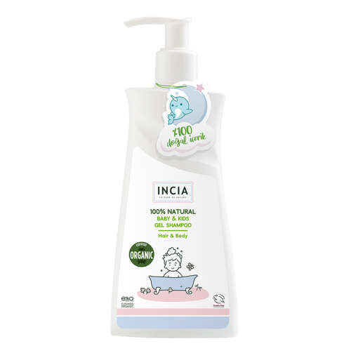INCIA Çocuklar İçin Doğal Jel Şampuan Saç ve Vücut İçin 350 ml - INCIA