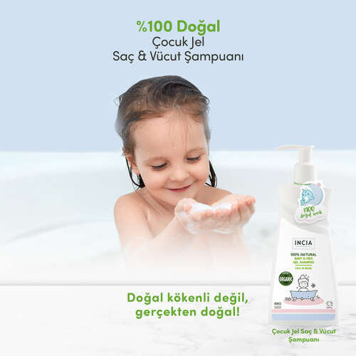 INCIA Çocuklar İçin Doğal Jel Şampuan Saç ve Vücut İçin 350 ml - 6