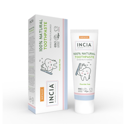 Incia Doğal Diş Macunu Bebek ve Çocuk Karışık Meyve Aromalı Florürsüz 50 ml - 1