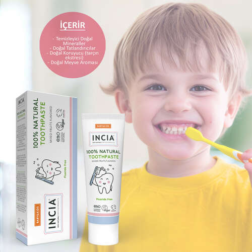 Incia Doğal Diş Macunu Bebek ve Çocuk Karışık Meyve Aromalı Florürsüz 50 ml - 4