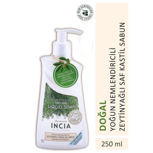 INCIA Hassas Ciltler İçin Zeytinyağlı Doğal Sıvı Sabun 250 ml - INCIA