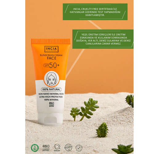 INCIA Yüz İçin %100 Doğal Güneş Kremi 50 SPF 50 ml - 2