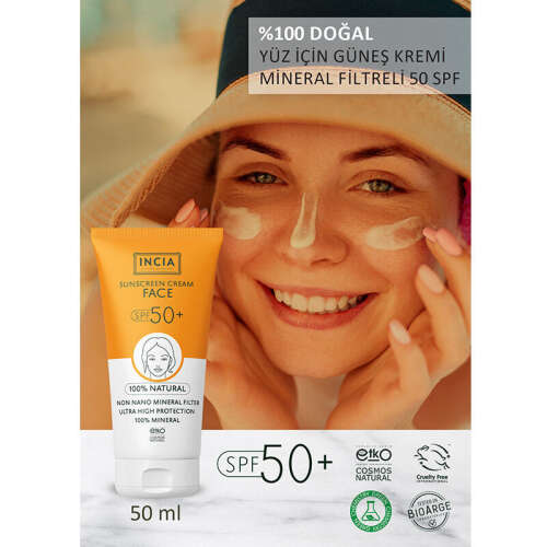 INCIA Yüz İçin %100 Doğal Güneş Kremi 50 SPF 50 ml - 6