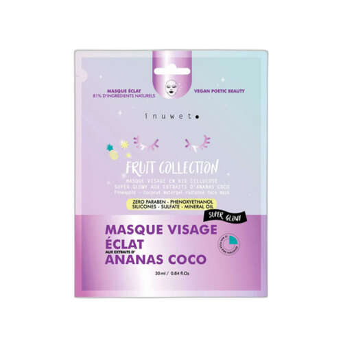 Inuwet Meyve Serisi Nemlendirici Yüz Maskesi Ananas Hindistan Cevizi 30 ml - inuwet