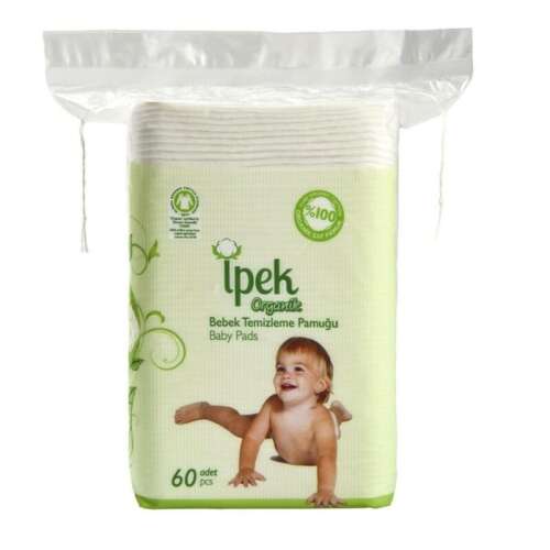 İpek Organik Bebek Temizleme Pamuğu 60 Adet - İpek