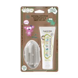 Jack and Jill Silikon Parmak Fırça + Doğal Aromasız Diş Macunu 50 gr - 1