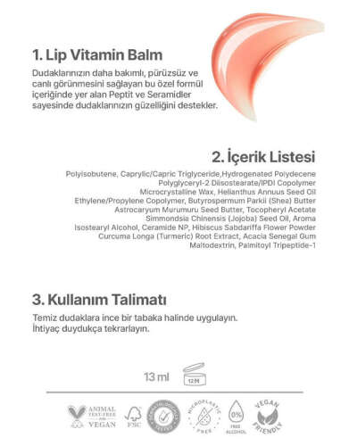 Kremi Dudak Bakım Parlatıcı Lip Balm Peach 13 ml - 5
