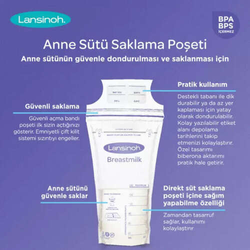 Lansinoh Steril Anne Sütü Saklama Poşeti 25 adet - 4