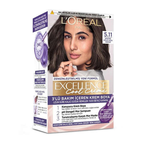 Loreal Paris Excellence Cool Creme Saç Boyası - 5.11 Ekstra Küllü Açık Kahve - Loreal Paris
