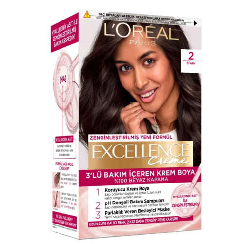 Loreal Paris Excellence Creme Saç Boyası 2 - Siyah - Loreal Paris