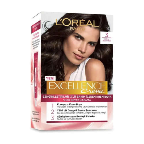 Loreal Paris Excellence Creme Saç Boyası 3 Koyu Kestane - 1