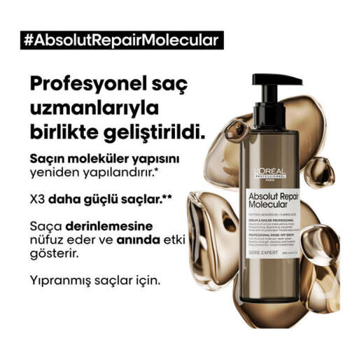 Loreal Professionnel Serie Expert Absolut Repair Molecular Durulanan Serum 250 ml - 4