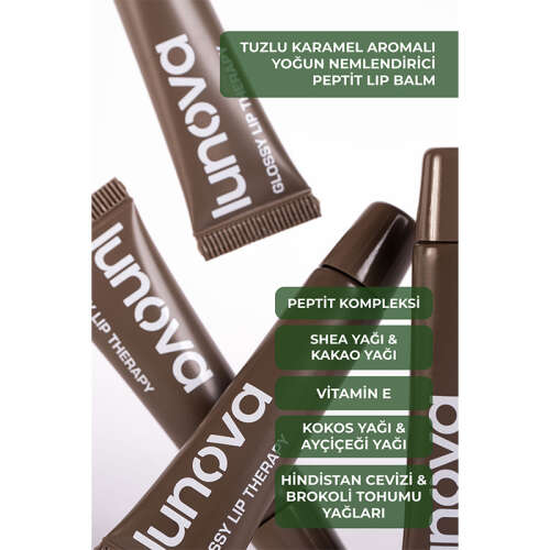 Lunova Tuzlu Karamel Aromalı Peptit Lip Balm 15 ml - 3