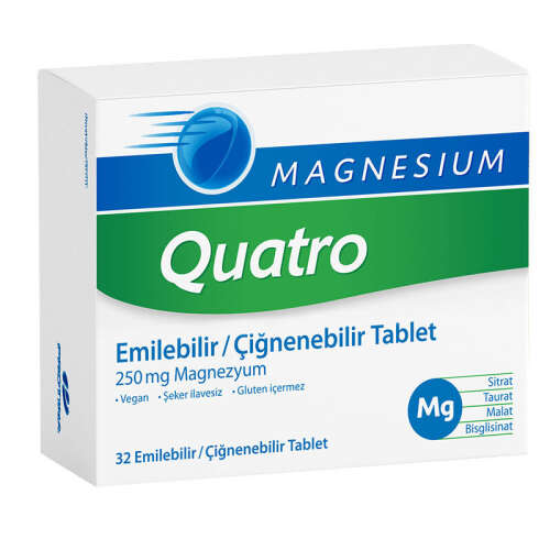 Magnesium Quatro 32 Emilebilir-Çiğnenebilir Tablet - Assos İlaç