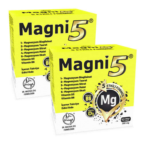 Magni5 Magnezyum Vitamin D3 B6 İçeren Takviye Edici Gıda 2 x 90 Kapsül - 1