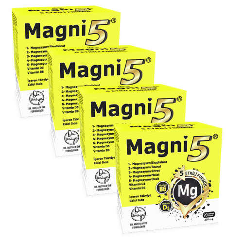 Magni5 Magnezyum Vitamin D3 B6 İçeren Takviye Edici Gıda 4x90 Kapsül - 1