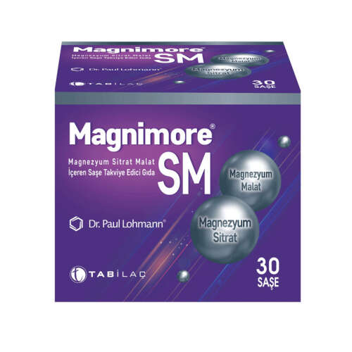 Magnimore SM Magnezyum Sitrat Malat Takviye Edici Gıda 30 Saşe - TAB İlaç Sanayi A.Ş