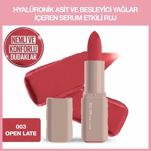 Maybelline New York Serum Etkili Hyalüronik Asit ve Besleyici Yağ İçeren Ruj - 003 Open Late - 2