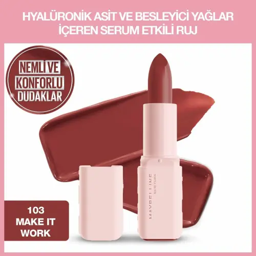Maybelline New York Serum Etkili Hyalüronik Asit ve Besleyici Yağ İçeren Ruj - 103 Make It Work - 2