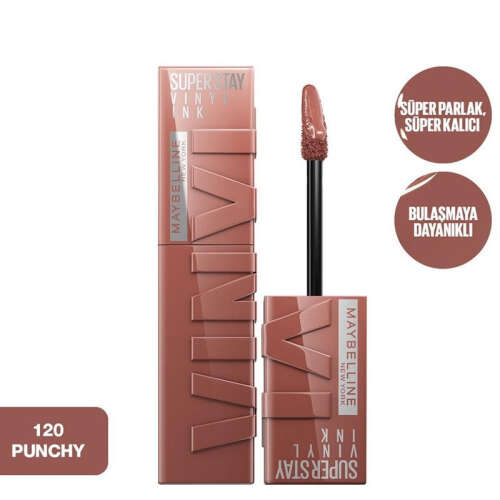 Maybelline New York Super Stay Vinyl Ink Likit Parlak Ruj - 120 Punchy - 2