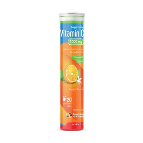 Mega Farma Vitamin C 1000 mg Takviye Edici Gıda 20 Efervesan Tablet - Mega Farma