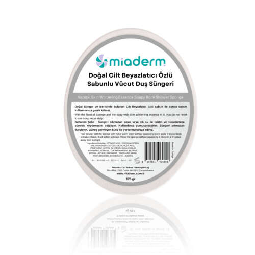 Miaderm Doğal Cilt Beyazlatıcı Özlü Sabunlu Duş Süngeri 125gr - Miaderm