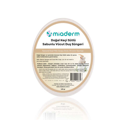 Miaderm Doğal Keçi Sütlü Sabunlu Duş Süngeri 125gr - Miaderm