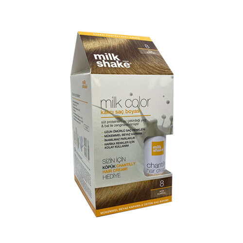 Milk Shake Milk Color Kalıcı Saç Boyası 8 - Açık Kumral - KÖPÜK HEDİYE - Milk Shake