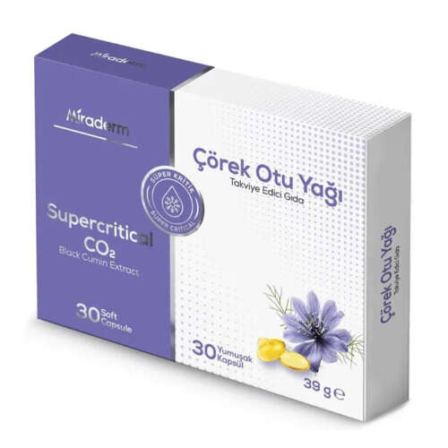 Miraderm Çörek Otu Yağı İçeren Yumuşak Kapsül Takviye Edici Gıda 30 Kapsül - Miraderm