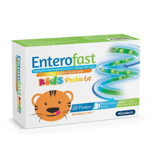 Miraderm Enterofast Kids Probiotic Takviye Edici Gıda 20 Flakon - Miraderm