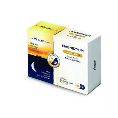 Miraderm Gece ve Gündüz Magnezyum İçeren Takviye Edici Gıda 30-30 Tablet - Miraderm
