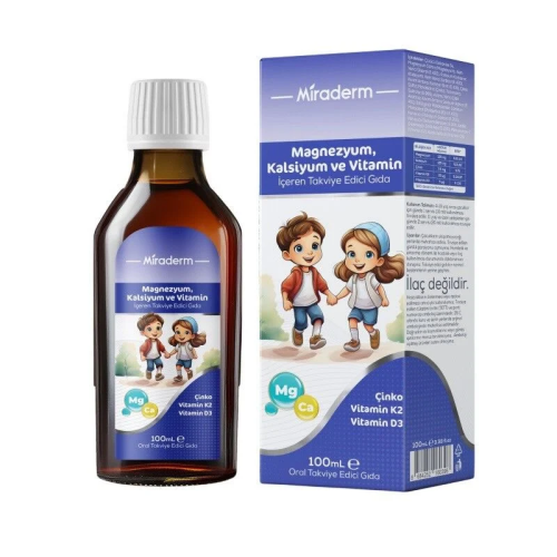 Miraderm Magnezyum Kalsiyum ve Vitamin İçeren Takviye Edici Gıda 100 ml - 1