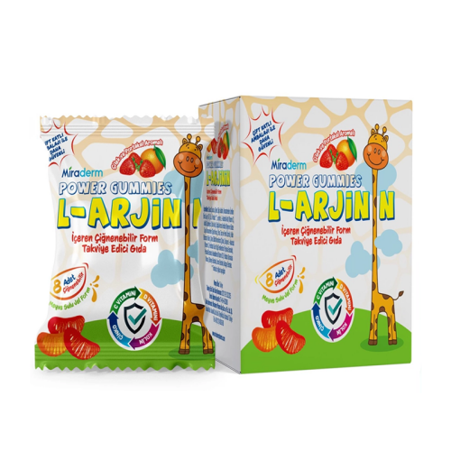 Miraderm Power Gummies L-Arjinin İçeren Çiğnenebilir Form Takviye Edici Gıda 64 Jel - 1