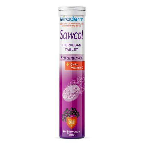Miraderm Sawcol Karamürver + Çinko Vitamin C 20 Efervesan Tablet - Miraderm